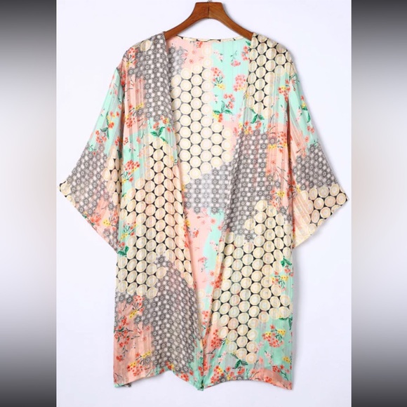 NEW•ZEN•0-14•ONE SIZE FLOWY KIMONO - Picture 2 of 13